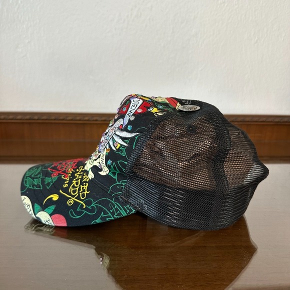 Christian Audigier Don Ed Hardy Hat Cap Snap Back Love Kills Trucker Mesh Jewels - Picture 6 of 9